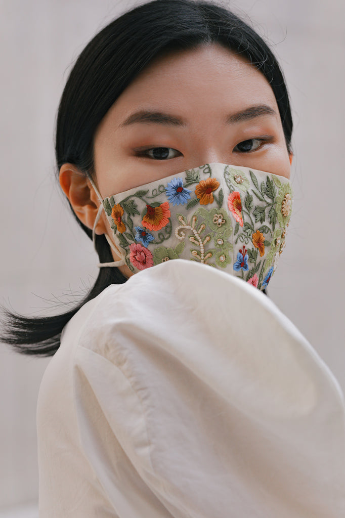Sage Green Designer Handcrafted Face Mask 